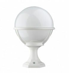 Borne basse de forme ronde - Pôle classique CLIC-CLAC GLOBO IP43 E27 42W - mat coloris blanc- hauteur 42 cm