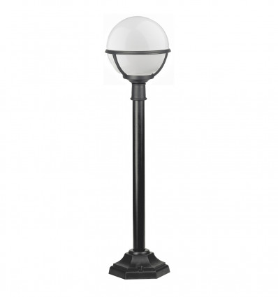 Borne de forme ronde avec son mat - Pôle classique CLIC-CLAC GLOBO IP43 E27 42W - mat coloris noir- hauteur 106 cm