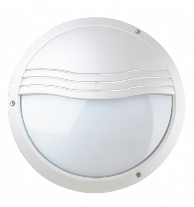 Applique ronde avec visière PLAFF blanc IP65 ik 10 - E27 diamètre 270 mm