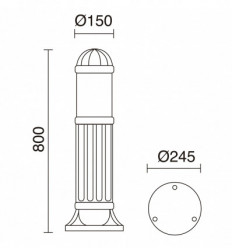 Borne extérieure SAURO hauteur 80 cm - douille E27.- IP55 -30W - coloris Noir