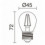 Lampe LED FILAMENT E27 LED Bulb 4W - 450 lumens - 3000K Blanc - hauteur 72 mm