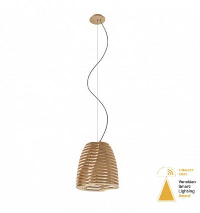 Suspension désigner TWIST - en bois de hêtre - LED T2 6 w - 480 lumens - 3 000 kelvins- diamètre 30 cm