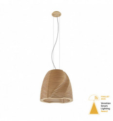 Suspension désigner TWIST - en bois de hêtre - LED T2 10 w - 1200 lumens - 3 000 kelvins- diamètre 55 cm