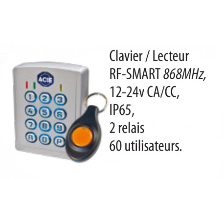 CLAVIER autonome 2 colonnes avec lecteur mifare et protocole nfc intégrés 1 relais boitier métallique anti-vandale- FIXATION SA